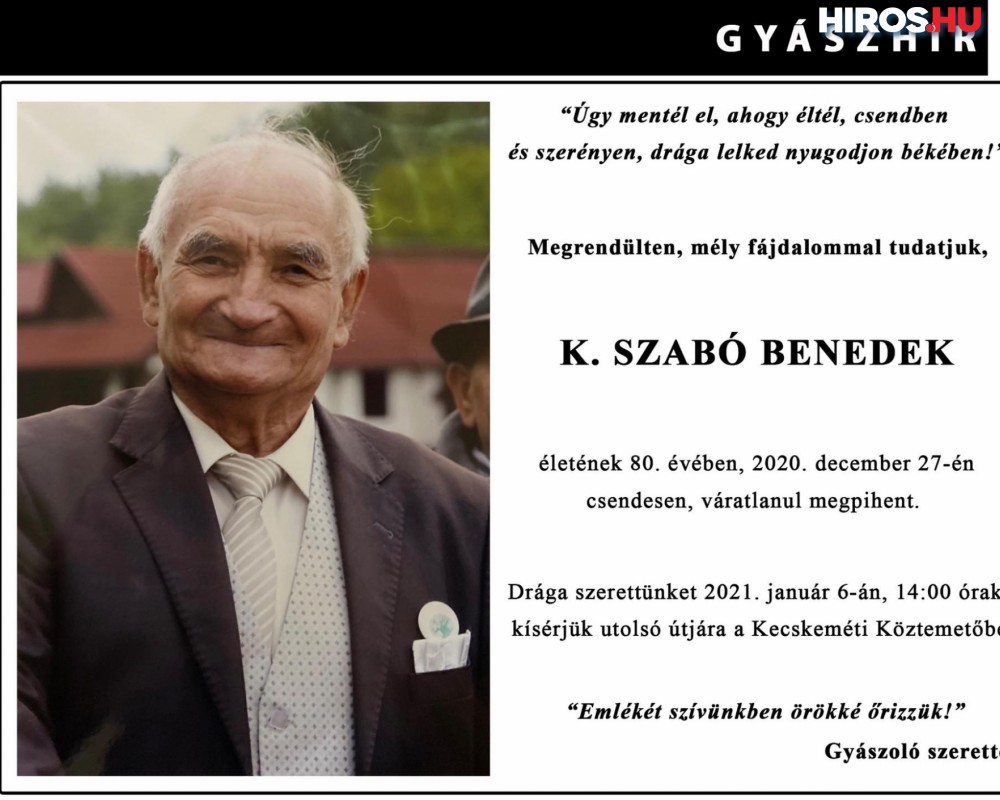 Elhunyt K. Szabó Benedek