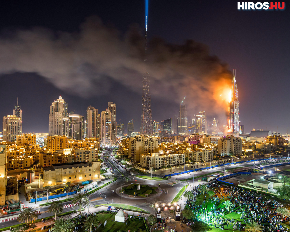 Lángol egy 63 emeletes luxusszálloda Dubajban