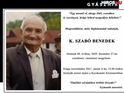 Elhunyt K. Szabó Benedek
