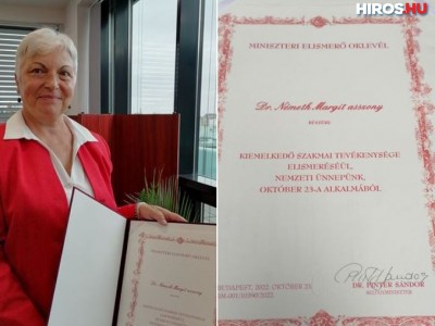 Miniszteri Elismerő Oklevélben részesült dr. Németh Margit