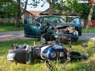 Brutális baleset Kiskunhalason: küzdenek a motoros életéért