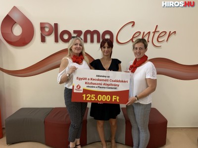 125 ezer forintot adományozott a Plazma Center az E-Kecsapnak