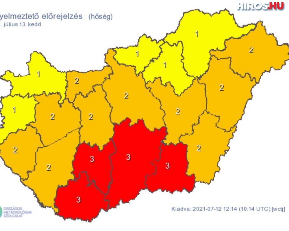 Vörös riasztást adtak ki megyénkre