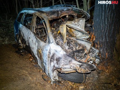 Halálos baleset: fának hajtott a sofőr, bennégett a kigyulladt kocsiban