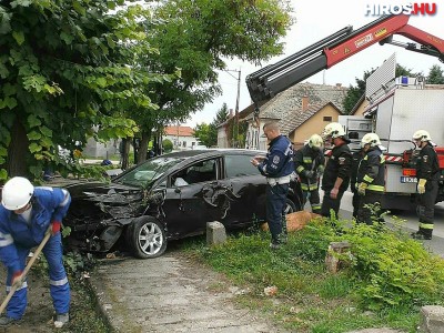 Oszlopnak majd fának csapódott egy osztrák gépkocsi