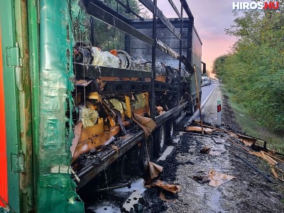 Kamion pótkocsija égett Nyárlőrincnél