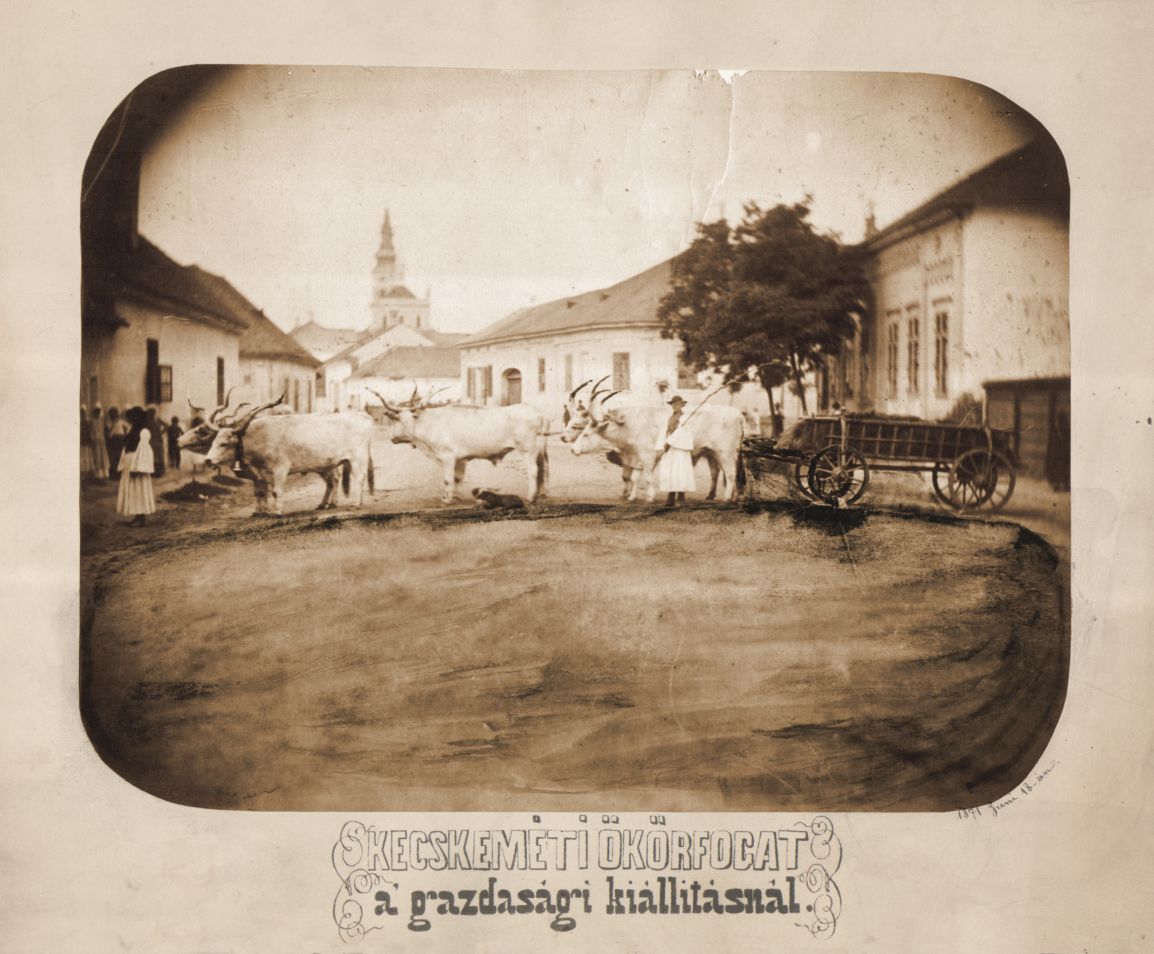 Kecskeméti utcakép ökörfogattal, fotó, 1871, MNL BKML XV. 5. a 